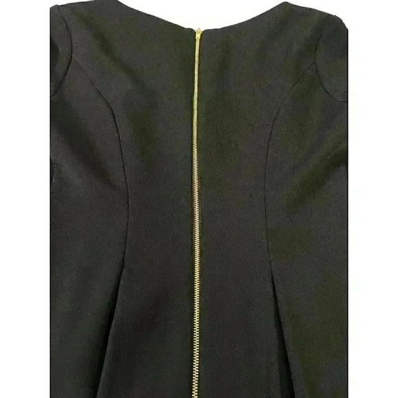 Danny & Nicole Black Fit & Flare Dress Gold Zipper Detail Size 2 Petite - Picture 7 of 7